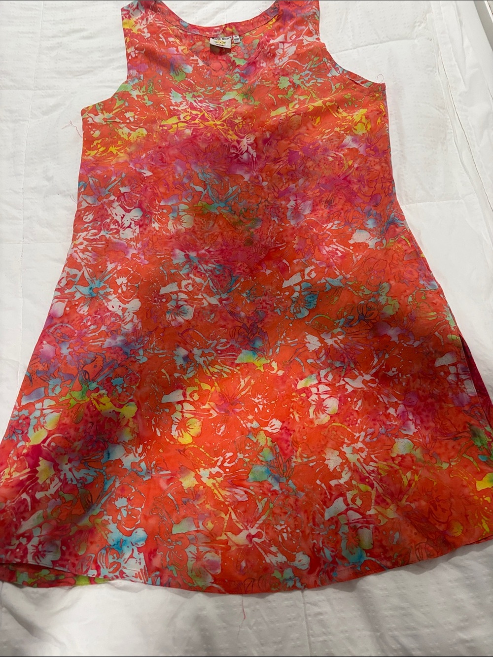 Coral Floral Sleeveless Mini Dress